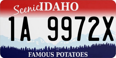 ID license plate 1A9972X