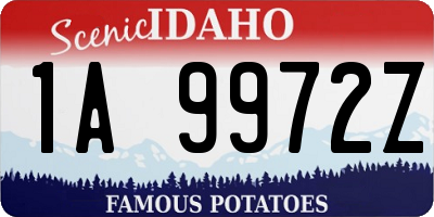 ID license plate 1A9972Z