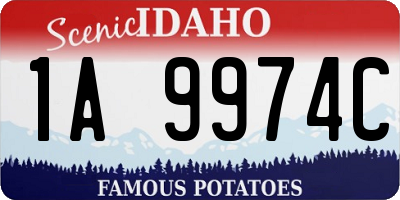 ID license plate 1A9974C