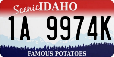 ID license plate 1A9974K
