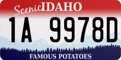 ID license plate 1A9978D