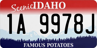 ID license plate 1A9978J
