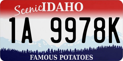 ID license plate 1A9978K