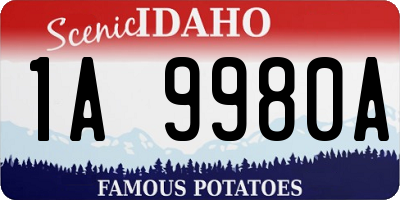 ID license plate 1A9980A