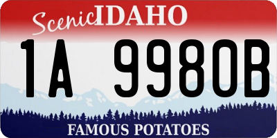 ID license plate 1A9980B