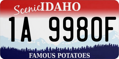 ID license plate 1A9980F