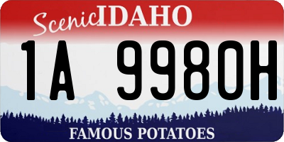 ID license plate 1A9980H