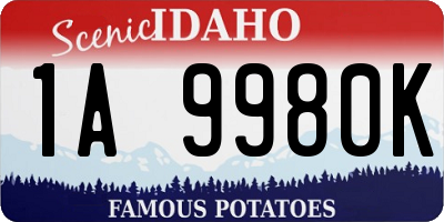 ID license plate 1A9980K