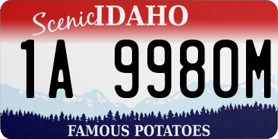 ID license plate 1A9980M
