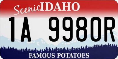 ID license plate 1A9980R