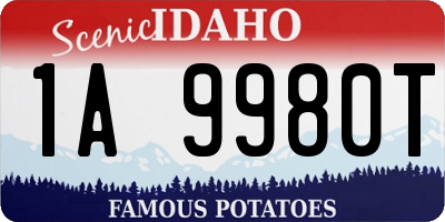 ID license plate 1A9980T