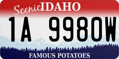 ID license plate 1A9980W