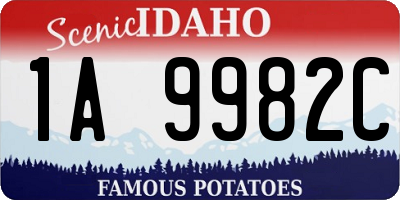 ID license plate 1A9982C