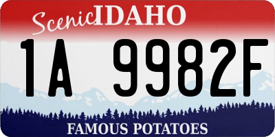 ID license plate 1A9982F