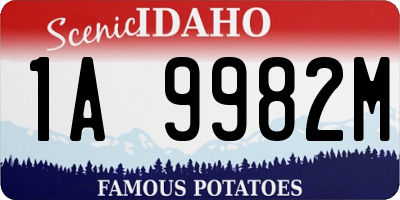 ID license plate 1A9982M