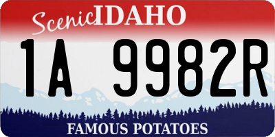 ID license plate 1A9982R