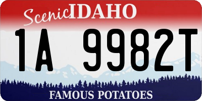 ID license plate 1A9982T