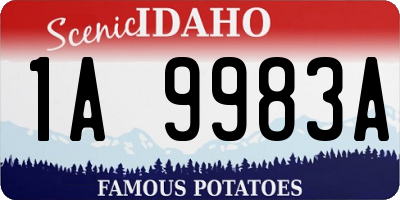 ID license plate 1A9983A