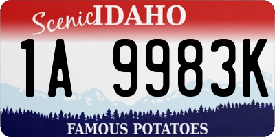 ID license plate 1A9983K