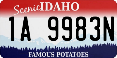 ID license plate 1A9983N