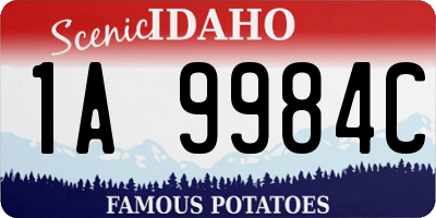 ID license plate 1A9984C