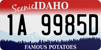 ID license plate 1A9985D