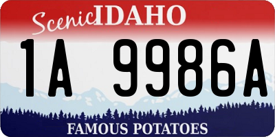 ID license plate 1A9986A