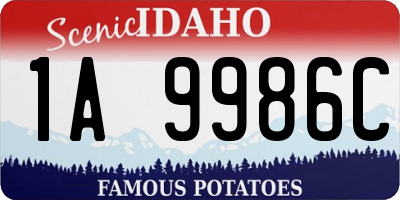 ID license plate 1A9986C