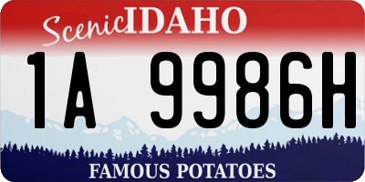 ID license plate 1A9986H