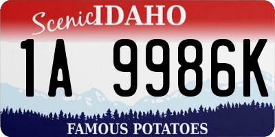 ID license plate 1A9986K