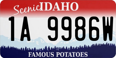 ID license plate 1A9986W