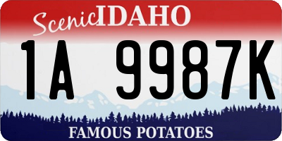 ID license plate 1A9987K