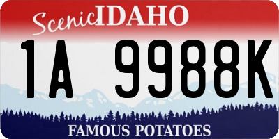 ID license plate 1A9988K