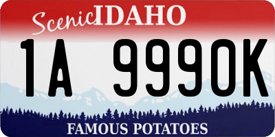 ID license plate 1A9990K