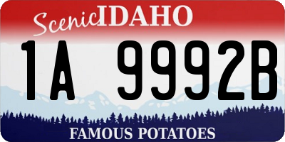 ID license plate 1A9992B