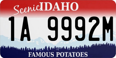 ID license plate 1A9992M