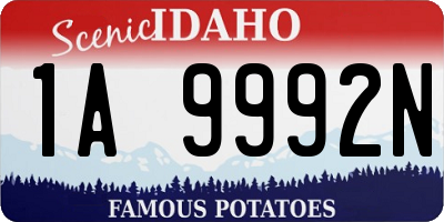 ID license plate 1A9992N