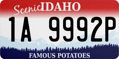 ID license plate 1A9992P