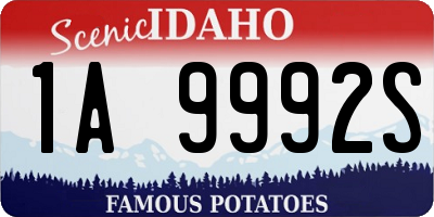 ID license plate 1A9992S