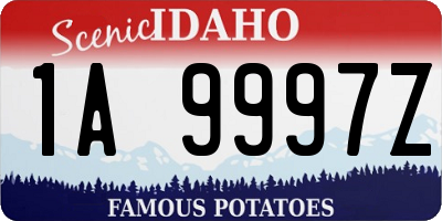 ID license plate 1A9997Z