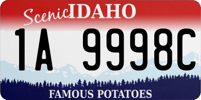 ID license plate 1A9998C
