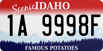 ID license plate 1A9998F