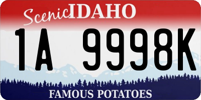 ID license plate 1A9998K
