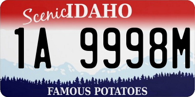 ID license plate 1A9998M