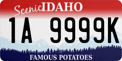 ID license plate 1A9999K