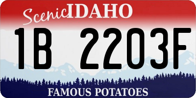ID license plate 1B2203F