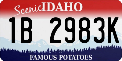 ID license plate 1B2983K