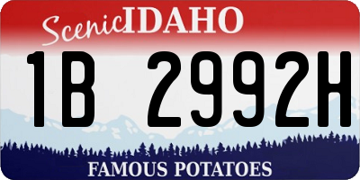 ID license plate 1B2992H