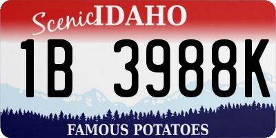 ID license plate 1B3988K