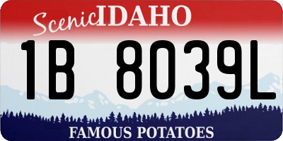 ID license plate 1B8039L